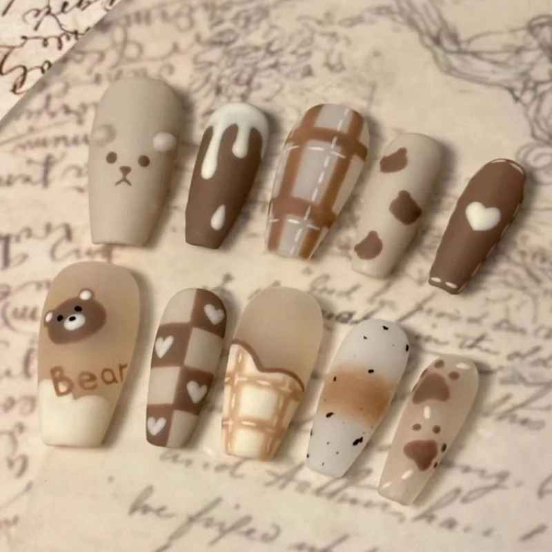 

Новый матовый длинный стиль Rilakkuma для дизайна ногтей, изысканные студенческие фотографии, ювелирные изделия для путешествий, украшение для подруги, праздничный подарок