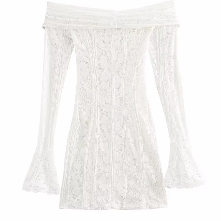 فستان نسائي جديد من JNLEAOG لفصل الخريف بتصميم عصري بكتف واحد ودانتيل قصير على الطراز الفرنسي بخصر مرتفع وأكمام طويلة من البو... #3