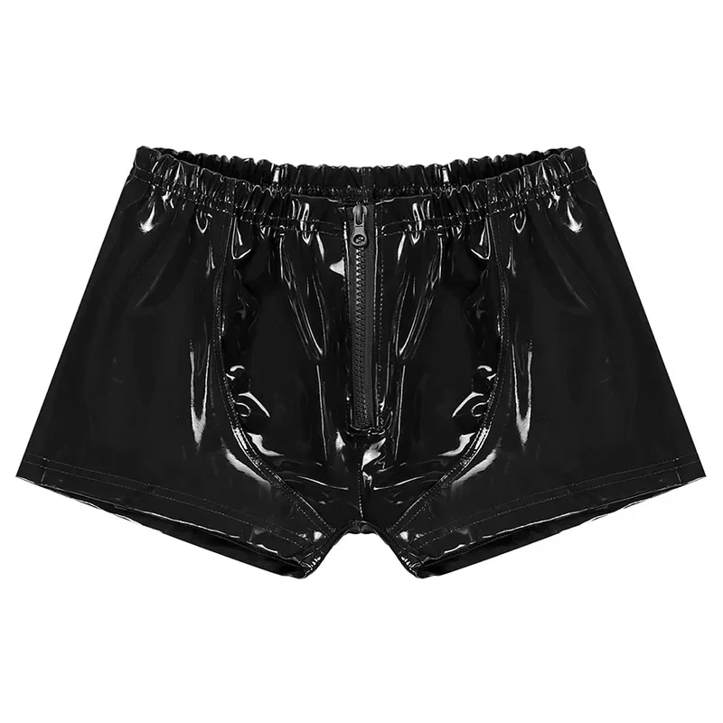 Men Solid Color PU Leather Pants Casual Men's Short Leather Pants Summer Fashion Trend Club Punk Style Shorts Underpants 2024