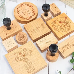 Personalized Wedding Stamp Clear Rubber Logo Engraved Business Logo Branding Package Stamp Customized Laser Wooden Stamps Gift