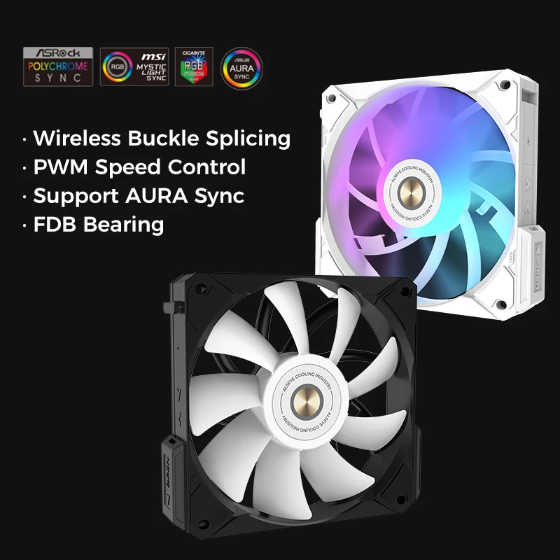 ALSEYE i12 PC Case Fan 120mm Wireless Split Joint 5V 3Pin ARGB Pwm Fan FDB Bearin Low Easy Installation Fan for PC Case