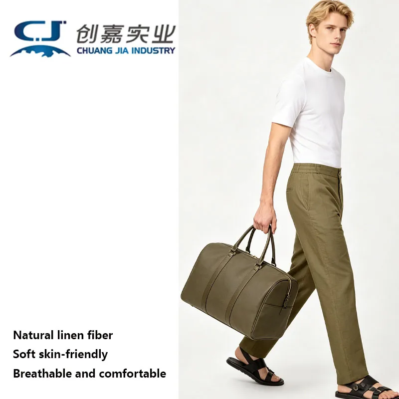 Linen Spring and Autumn Men's Trousers Middle-aged and Elderly Casual Pants Comfortable Breathable Sweat-absorbing Men's Clothes