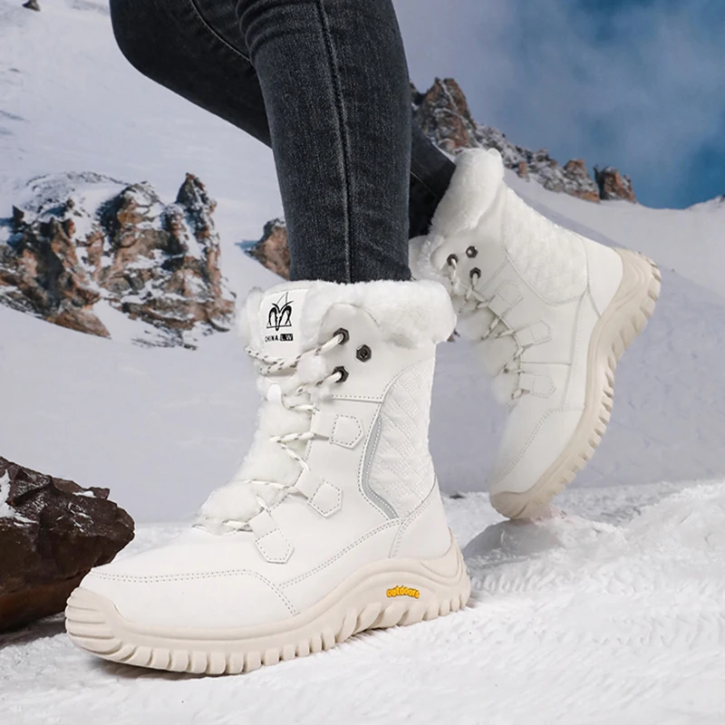 

Winter Women's Snow Boots Waterproof Cold Proof Womens Plush High Top Boots Outdoor Travel Thick Soft Comfort Cotton Shoes Botas