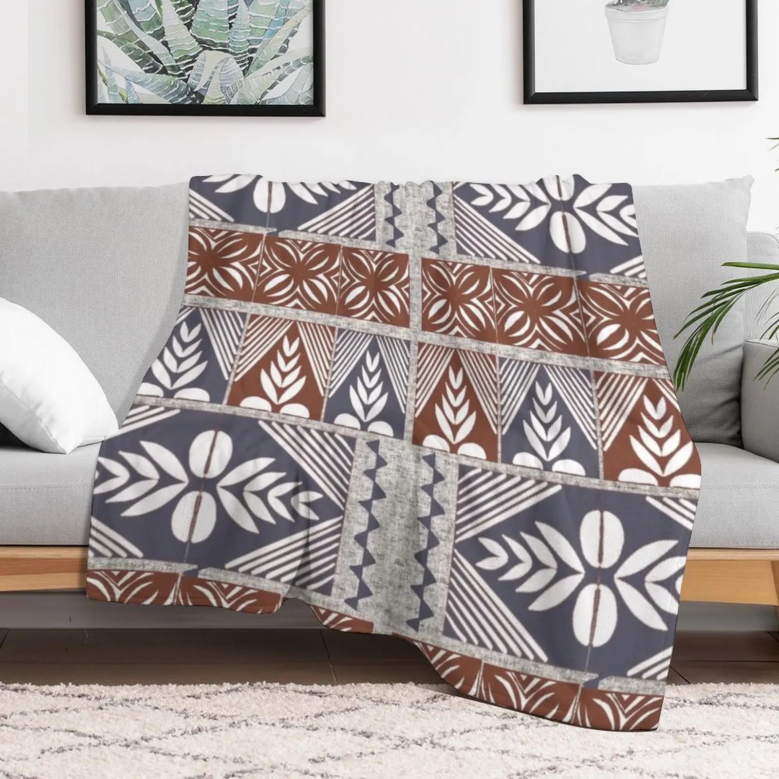 Tongan Tapa Motifs Throw Blanket valentine gift ideas Single Blankets