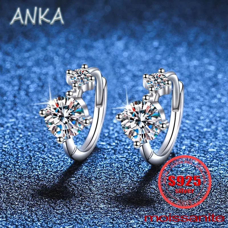 

ANKA NEW S925 sterling silver earrings plated pt950 simple earrings D color 0.6ct moissanite women earrings