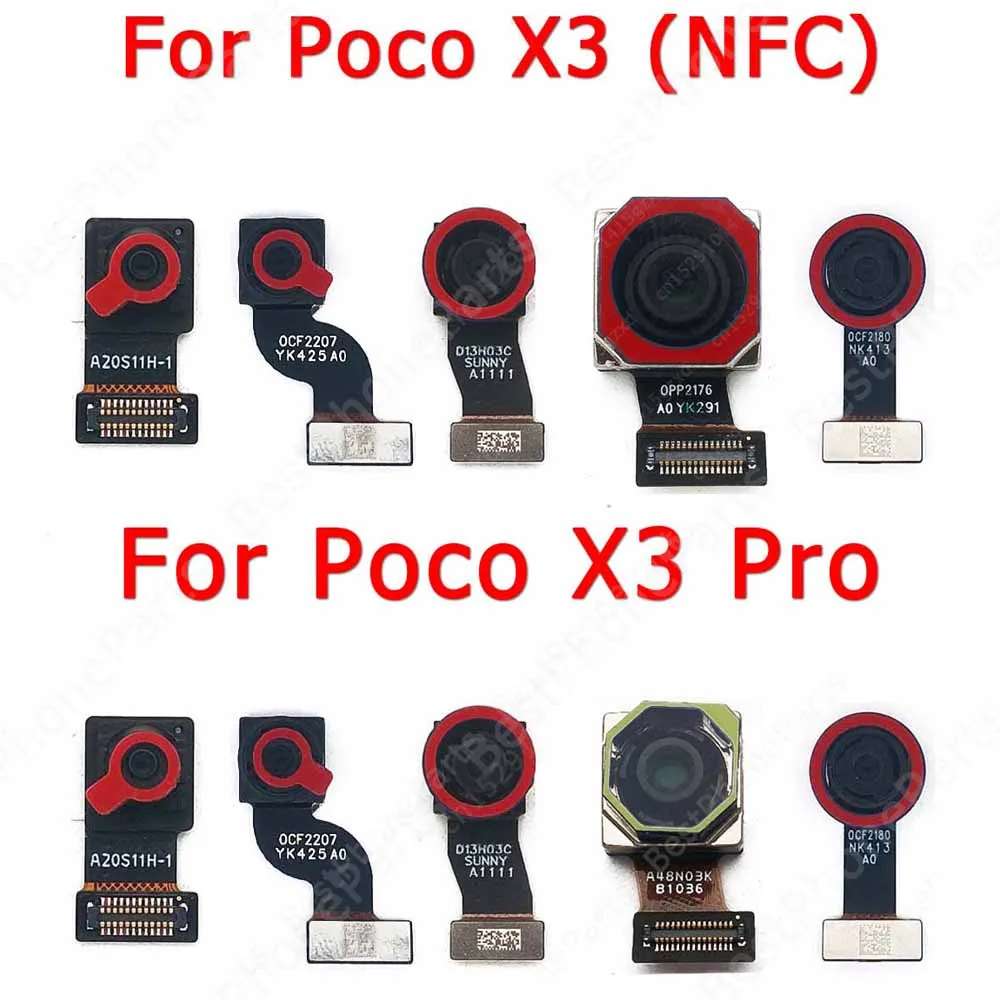 Dla Xiaomi Mi Poco X3 Pro NFC Tylna strona Przednia tylna strona Przednia strona Tylna strona Widok z tyłu Moduł kamery do selfie Małe elastyczne części zamienne