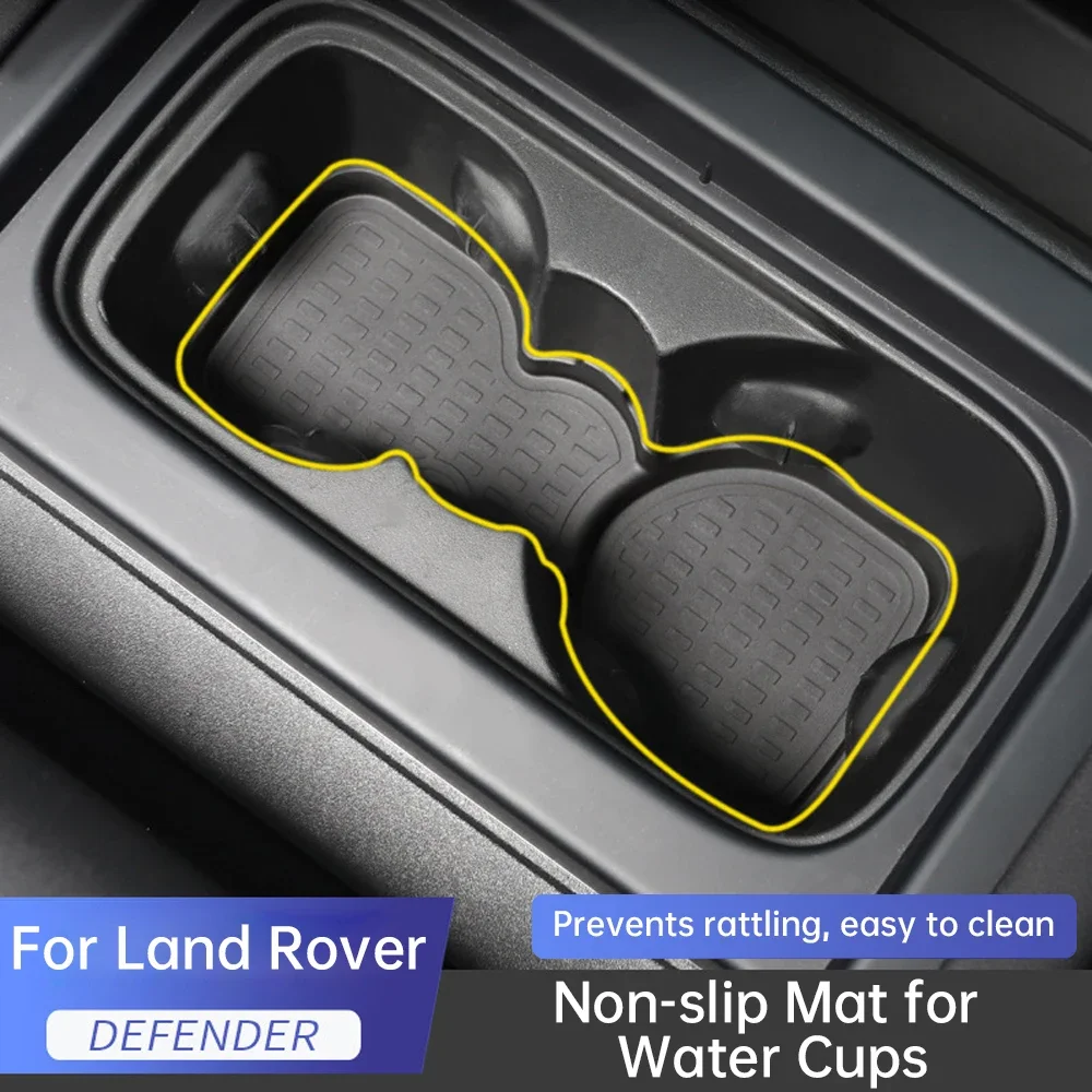 

For Land Rover Defender 2020 -2025 Car Front Water Cup Protective Pad Front Drain Cup Anti-slip Mat Storage Box Conversion Mats