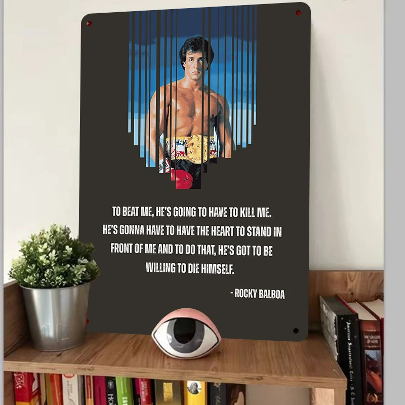 Rocky Balboa Motivational Boxing Metal Wall Art Decor Vintage Movie Poster Home Gym Decoration