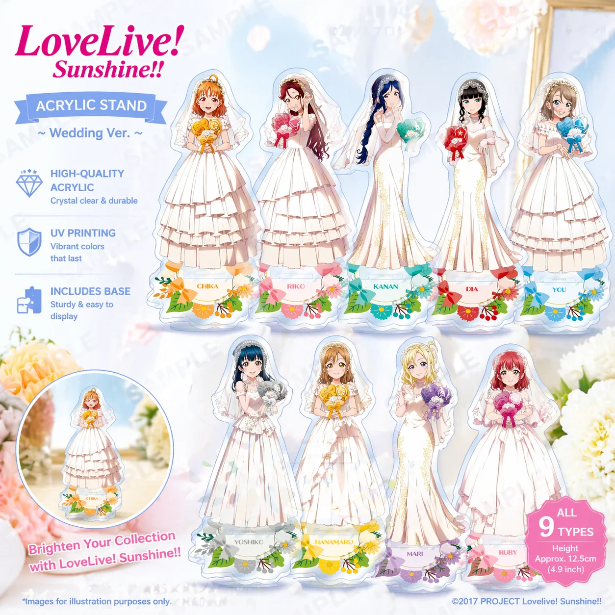 Anime Love Live! ¡Sol! Nuevo soporte acrílico de 15 cm, Takami Chika, decoración de Pascua para escritorio, dormitorio, llavero