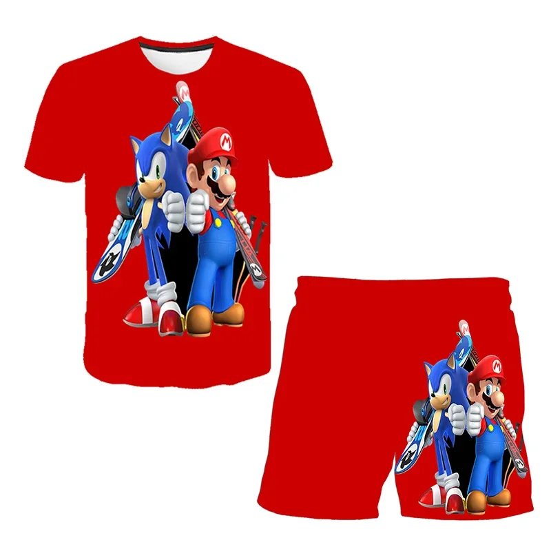 Jongens En Meisjes Sonische 2 T Shirt Zomerpak 4-14T Jongens 3d Print Sonic Kinderen Korte Mouwen T-Shirts Patroon Pak