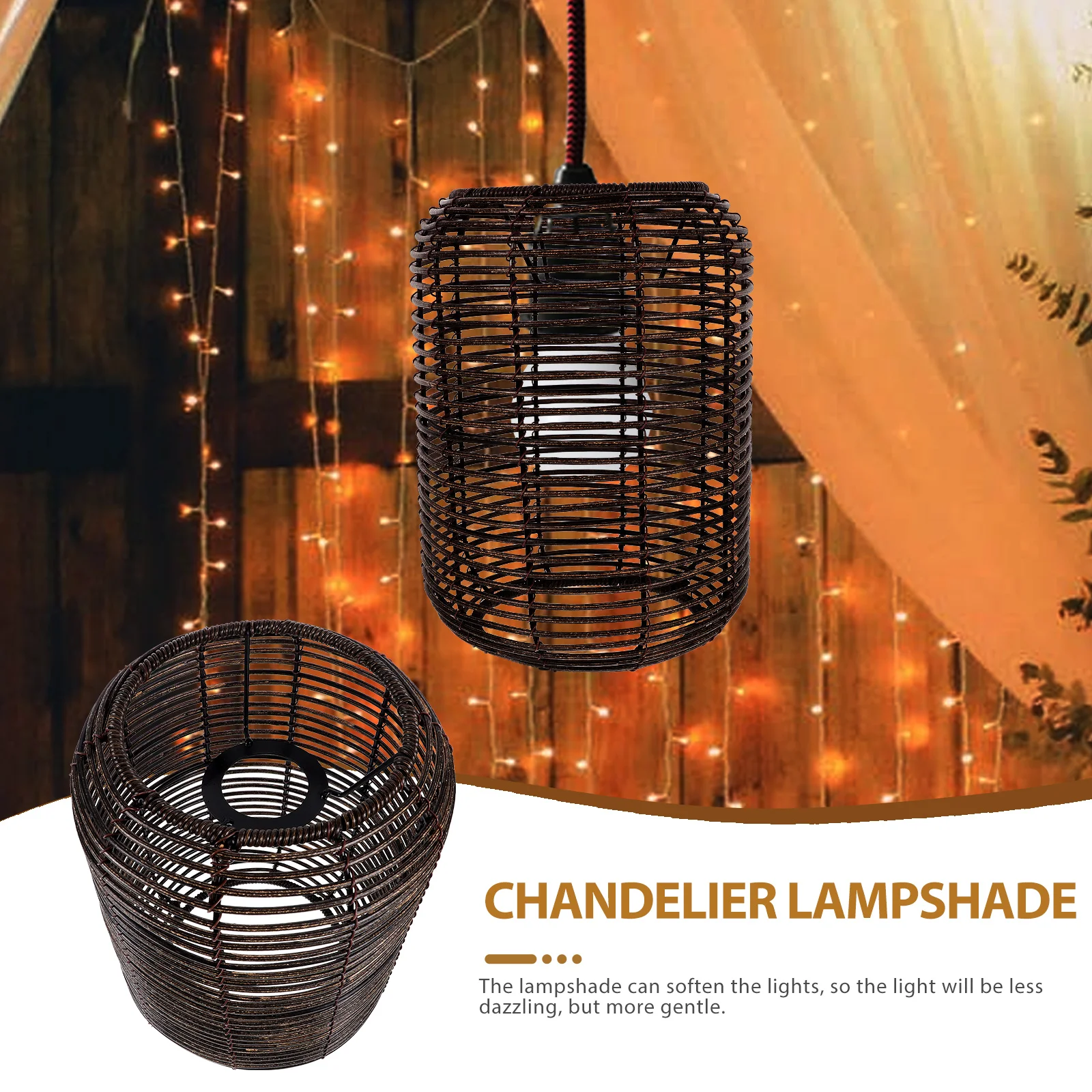 

Vintage Lampshade Pendant Hanging Light Covers Yellow Zen Decorative Chandelier Shade Ceiling Retro Style Soften Light