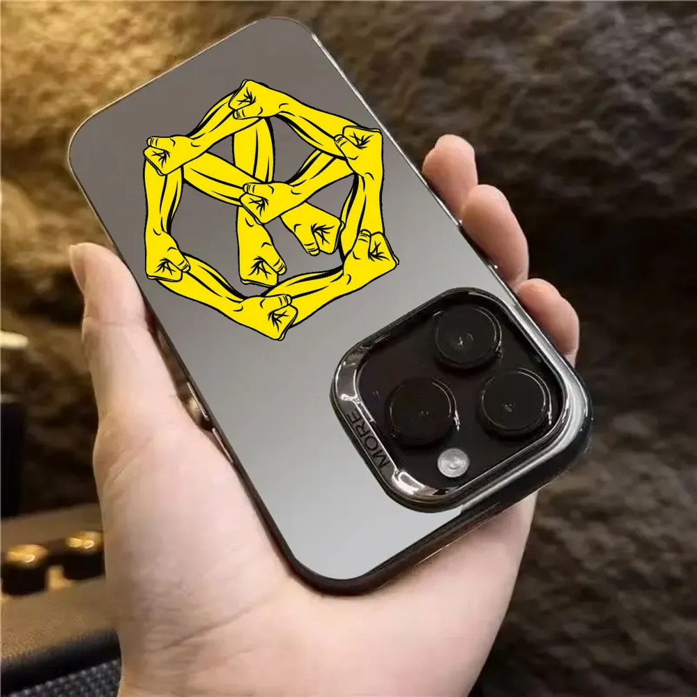 مجموعة الصبي E-EXO ألبوم غطاء جراب هاتف FUNDA آيفون 12 11 13 14 15 16 17 ماكس برو بلس صغير مطلي بالفضة lMDaser اللون