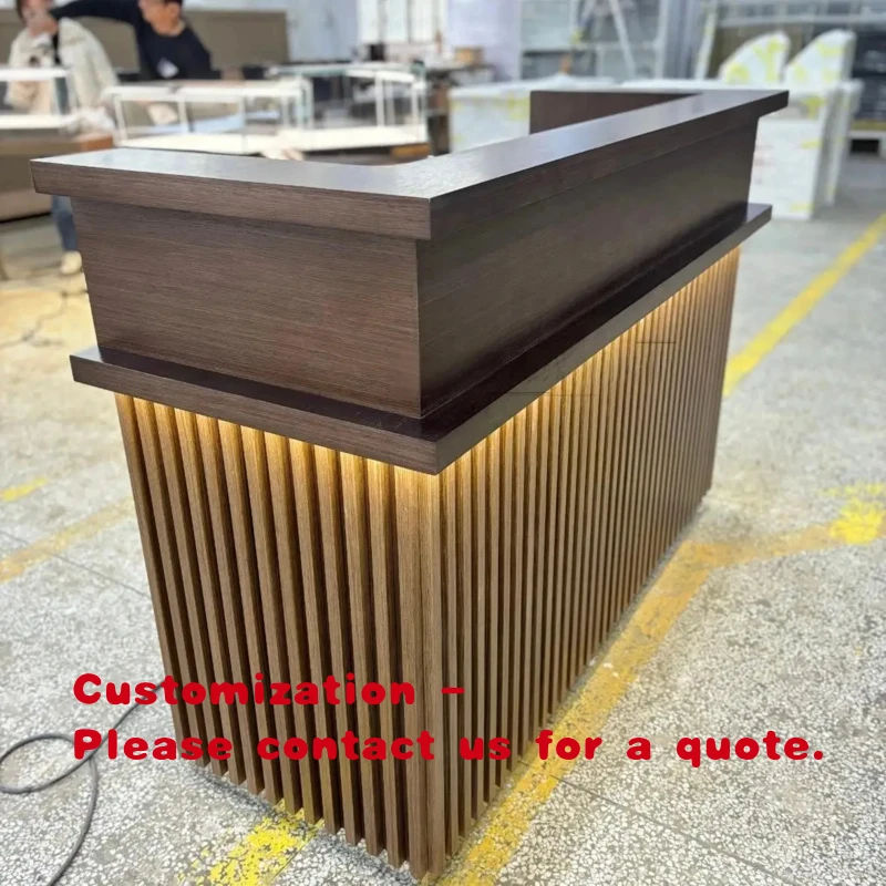 custom.Modern Wooden Cashier Counter with LED Lighting Retail Stores