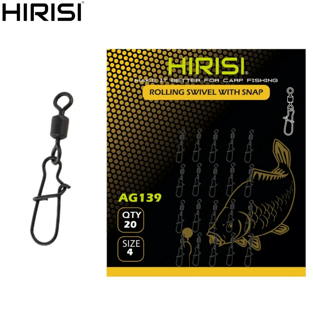 

Hirisi 20pcs Quick Change Snap Swivel Matt Black For Carp Fishing Terminal Tackle AG139
