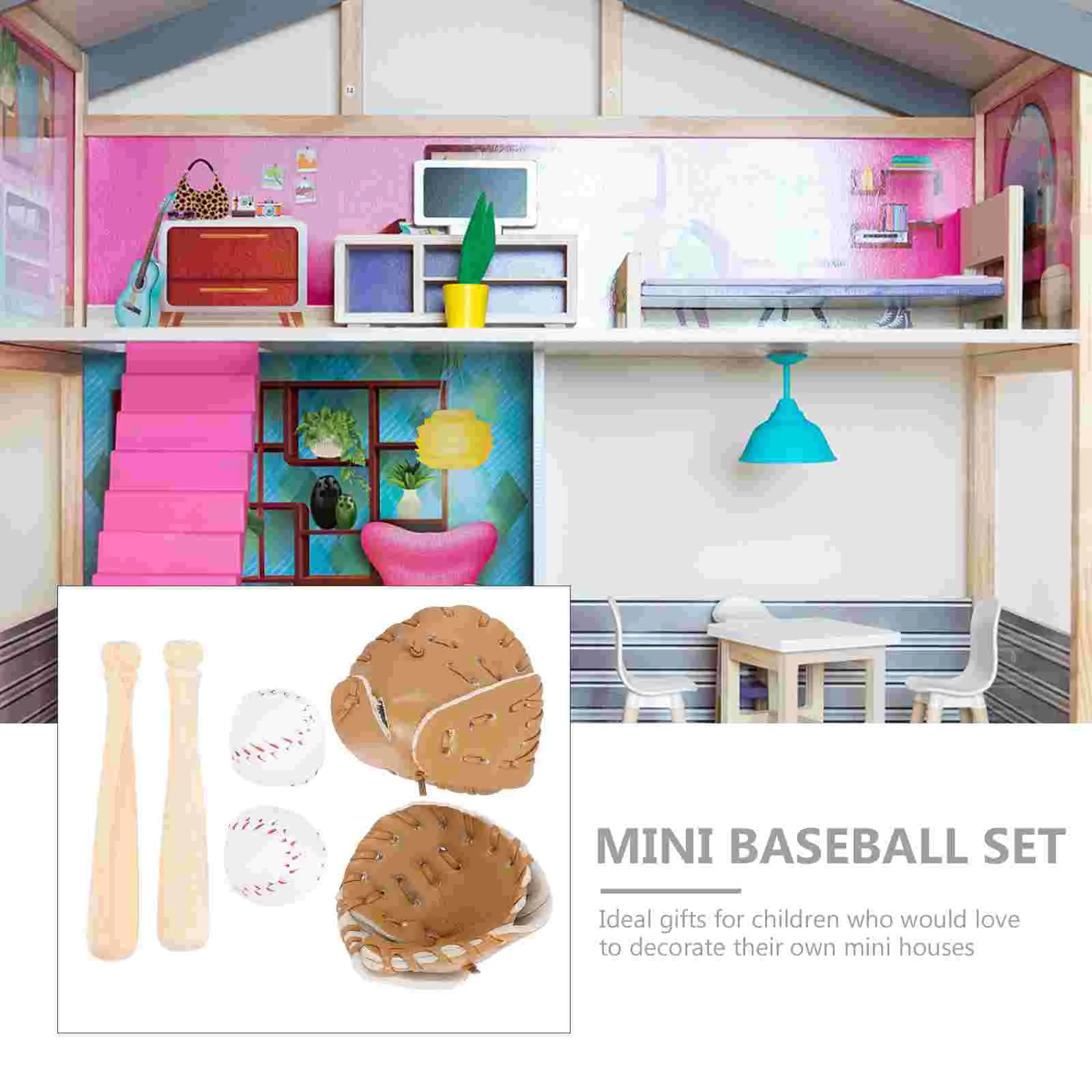 2 zestawy Baseball Softball Cover akcesoria do zabawek Model Mini Decor drewniane zabawki rękawiczki dziecięce miniaturowe i