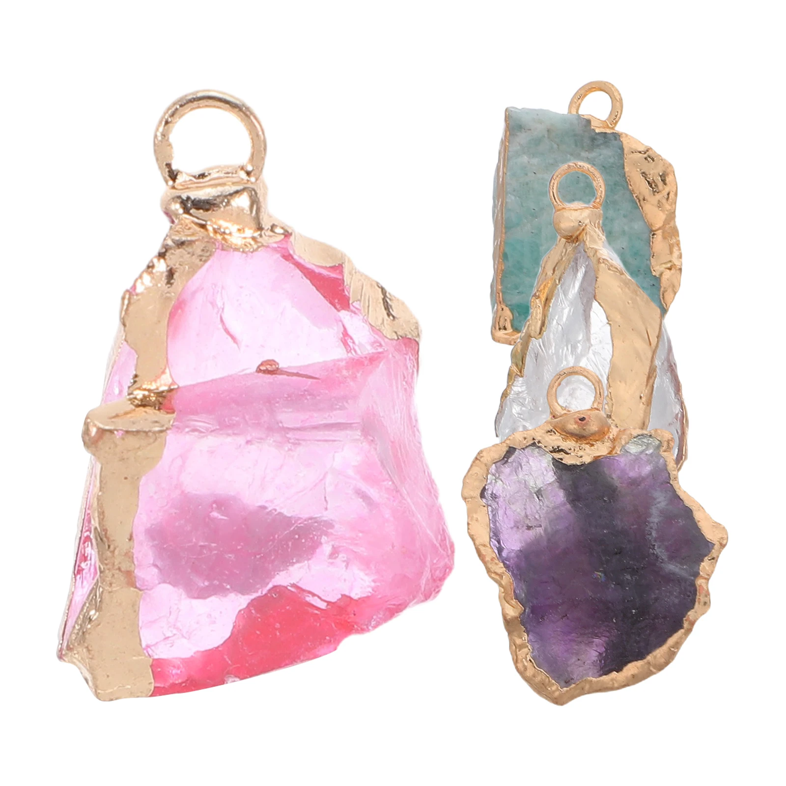 

4 Pcs Crystal Pendant Gemstone Charms for Necklace Supplies Natural Agate Jewelry