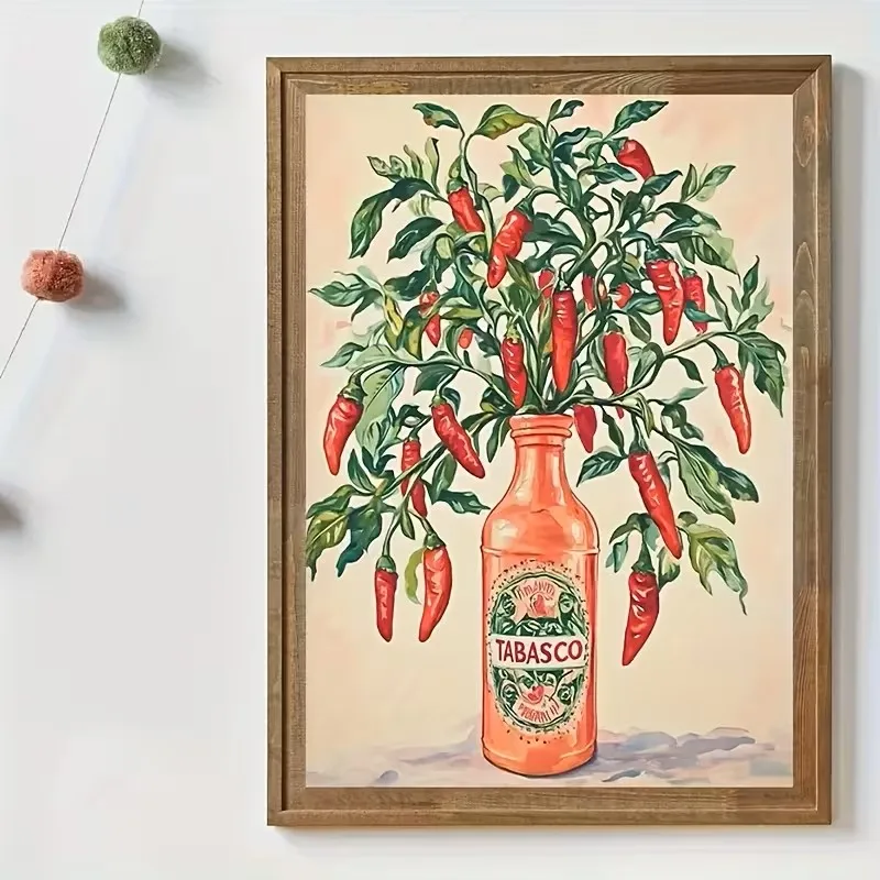 

Retro Chili Sauce Kitchen Art Poster Printing, Wall Art Canvas Painting, Modern Bedroom and Living Room Wall Home Decoration