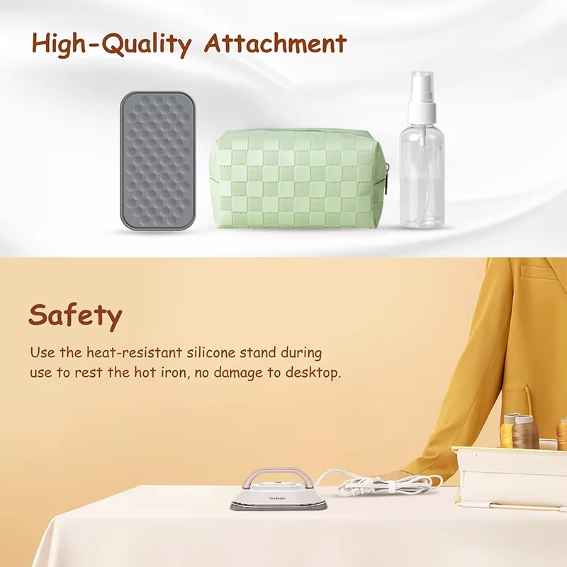 Plancha eléctrica portátil de doble voltaje, 110V/220V, 30S, precalentamiento, Mini plancha seca de viaje sin vapor para acolchar ropa de costura