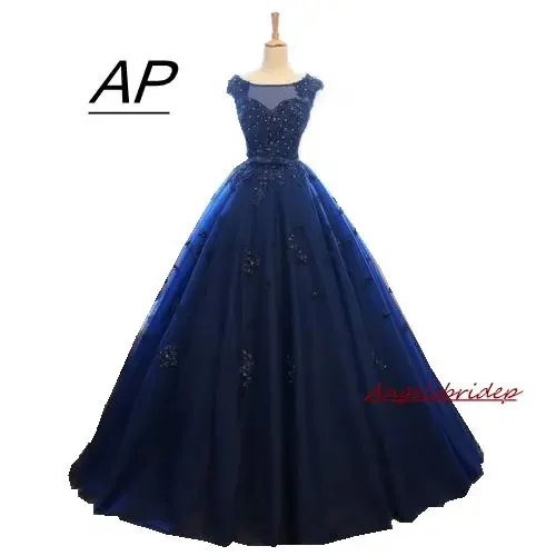 Blue Back Hollow Quinceanera Dresses Vestidos De 16 Anos Simple Beading Party Charming Appliques Vestido Debutante Customized