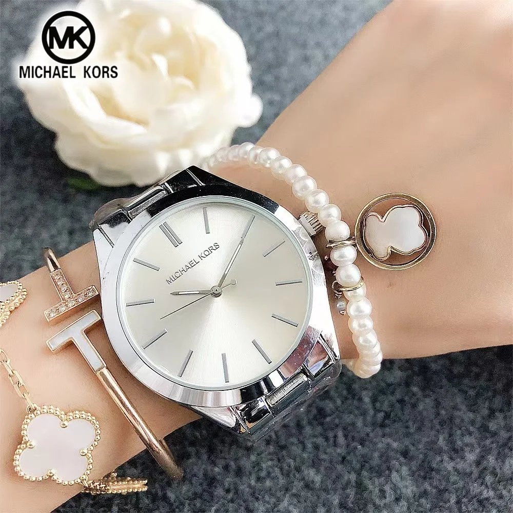 MICHAEL KORS Women's Business Watch Bag MK Simple Fashion Large Dial Quartz Classic Watch Wallet Female Student Gift