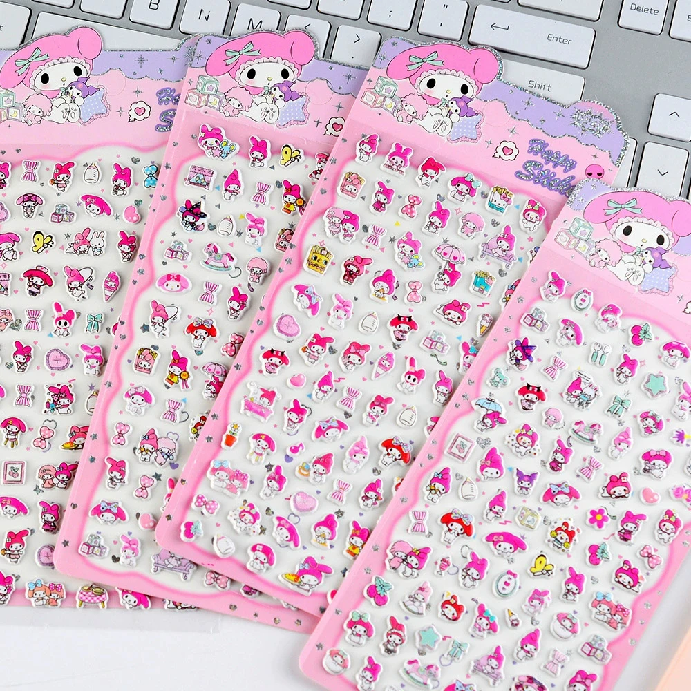 

4pcs Sanrio Melody Cute Bubble Stickers Funny Cartoon 3D Puffy Decoration Decals Toy DIY Notebook Laptop Kawaii Sticker for Gift