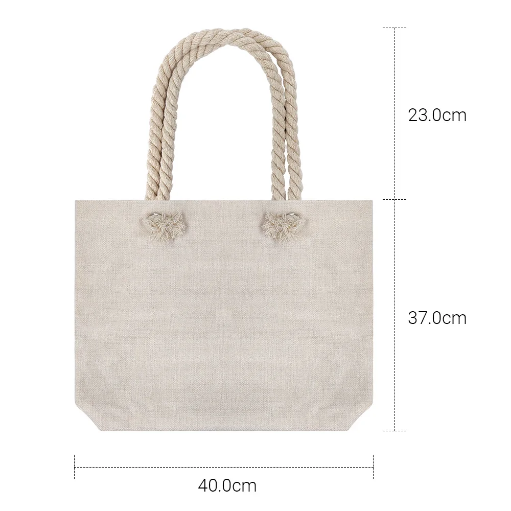 Thermal Sublimation Cotton Rope Tote Bag Women\'s Bag Large Capacity Fashion Texture Heat Transfer For Printed Linen Tote Bag