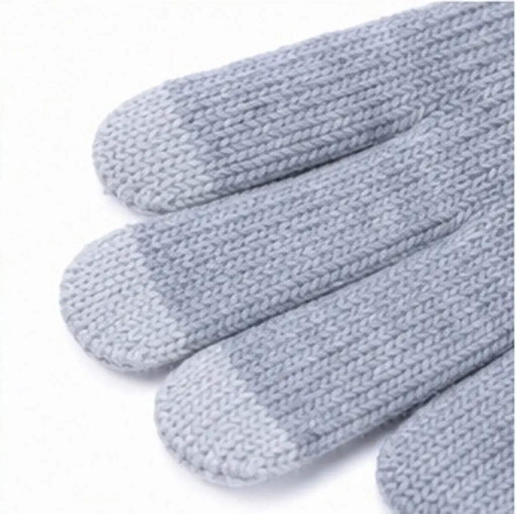 1Pair Touch Screen Gloves Winter Wool Knitted Warm Windproof Outdoor Full-Finger Gloves for Hiking Running Exercising Cycling