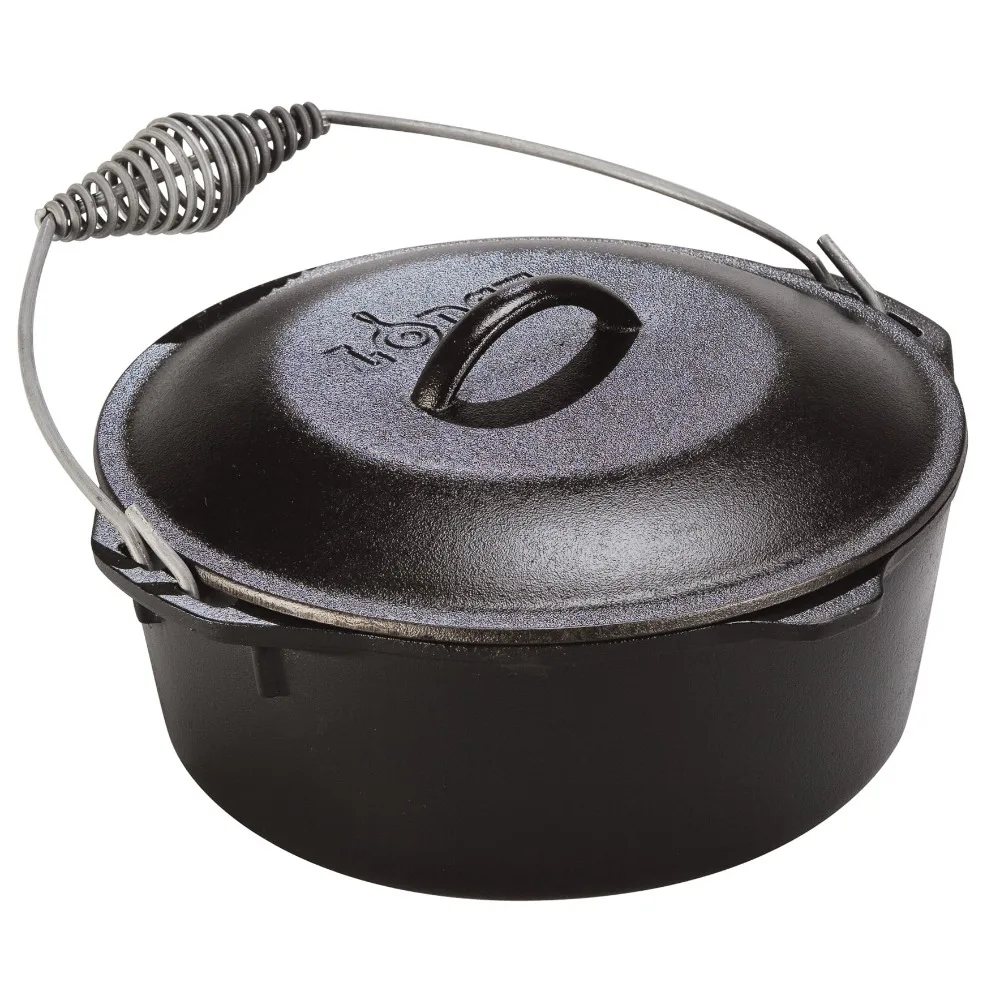 

Cast Iron 5 Quart Seasoned Cast Iron Dutch Oven With Bail Handle