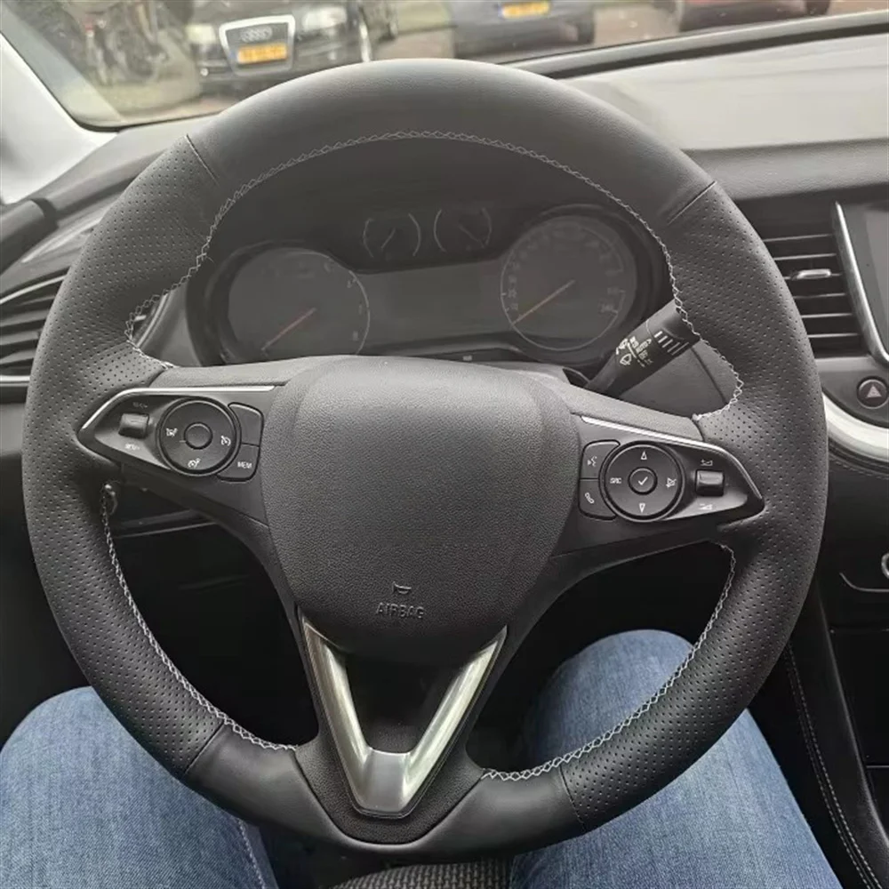 Customized Car Steering Wheel Cover For Opel Astra (K) Corsa (E) CrosslandX GrandlandX Insignia Microfiber Leather Steering Wrap