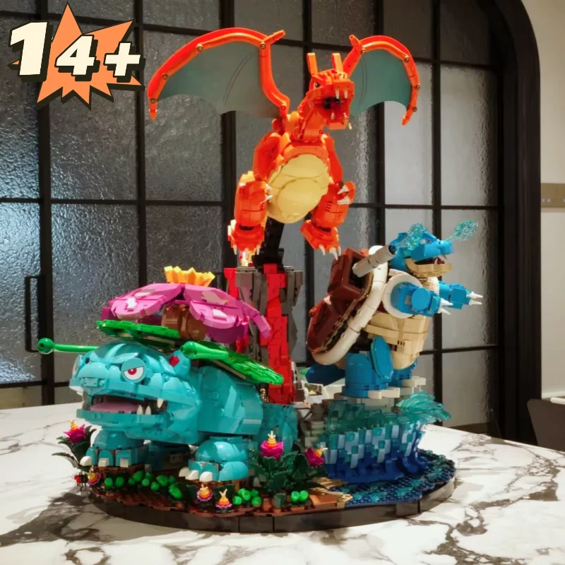 Ensemble de blocs de construction 6838PCS 72153 Venusaur Charizard Blastoise 3 figurines Briques d'assemblage créatives DIY Décoration de la maison Modèle jouet Cadeau