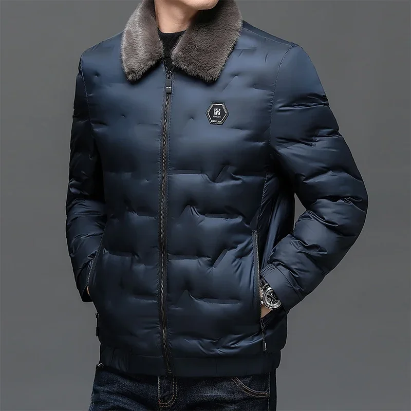 Jaqueta de parka longa grossa masculina, casacos corta-vento, parkas quentes, marca casual fashion, roupa de inverno