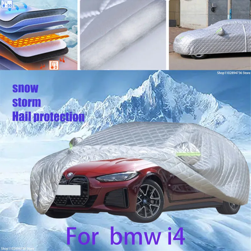 For BMW i4 Outdoor Cotton Thickened Awning For Car Anti Hail Protection Snow Covers Sunshade Waterproof Dustproof