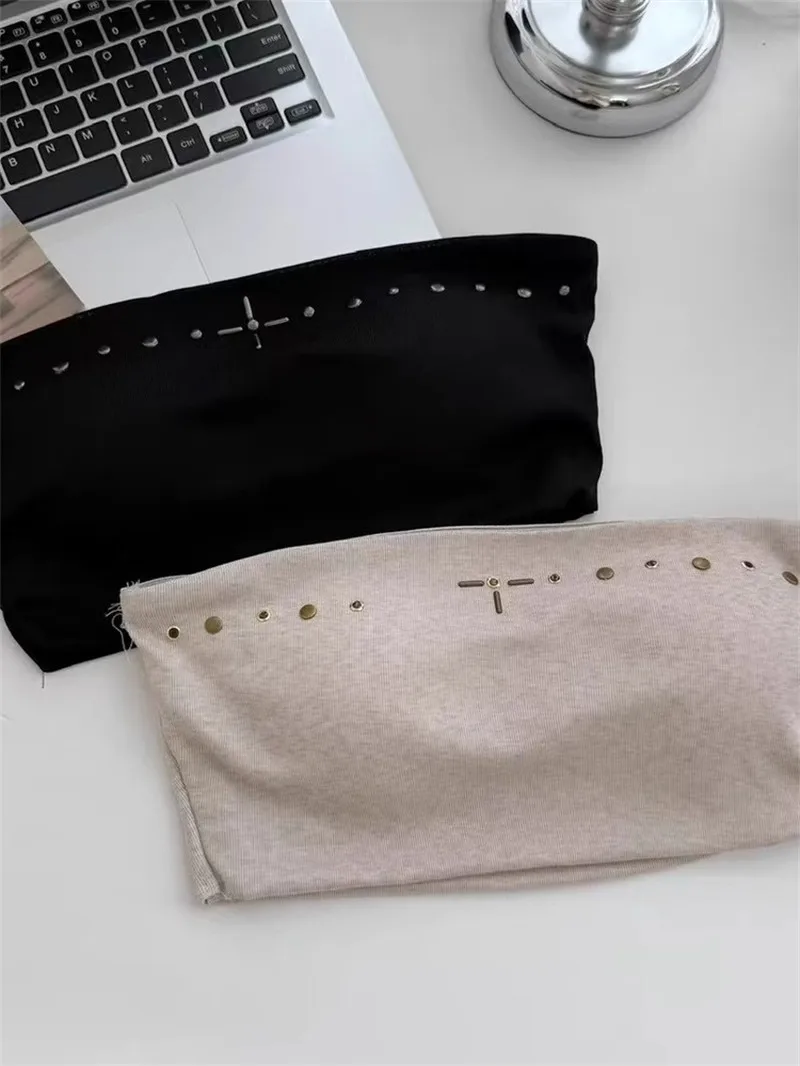 2025 Summer New Pure Desire Super Sexy Fashion Lime Cross Strapless  Hot Girl Versatile Spicy Girl Integrated Chest Pad