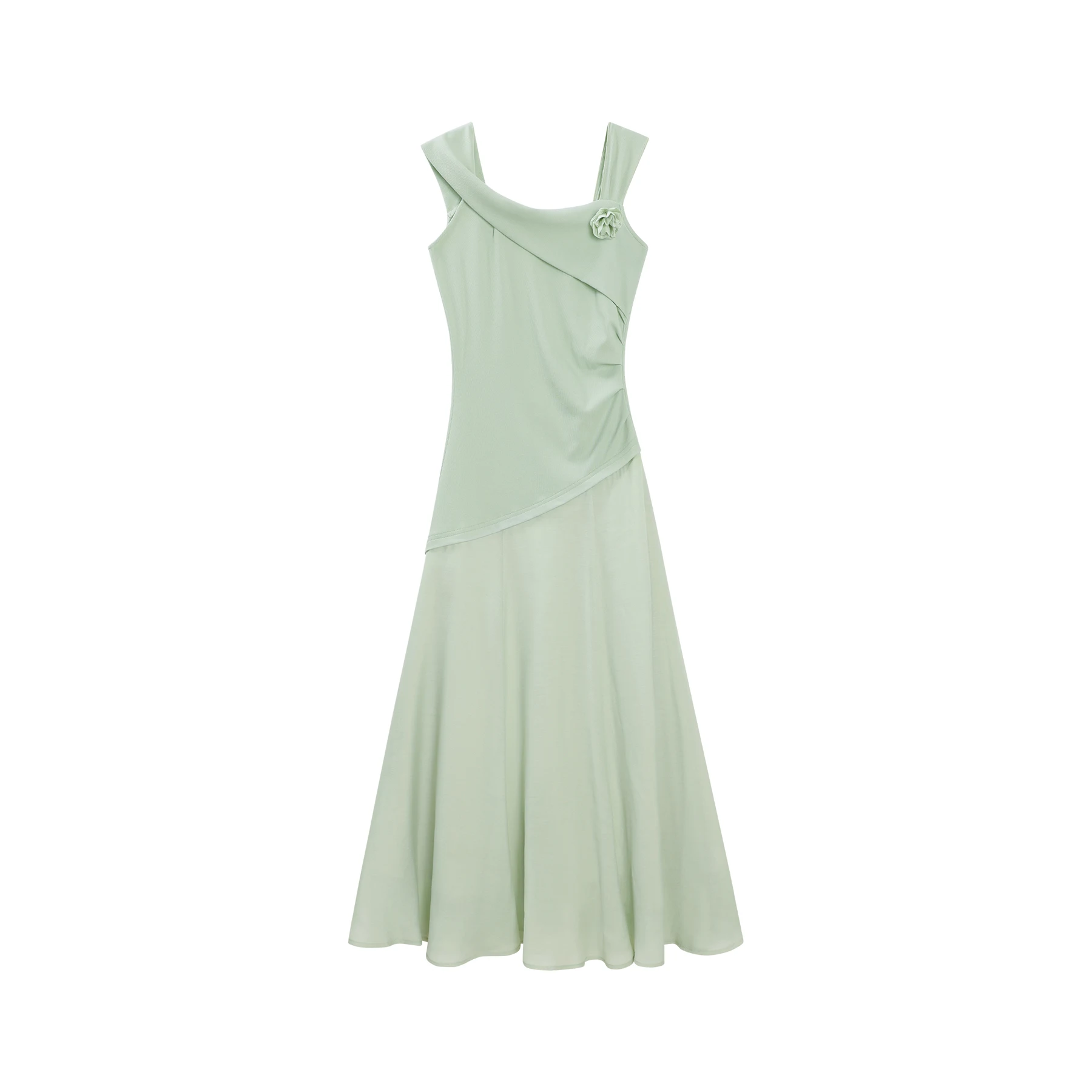 ALXNAN Damska Jasnozielona Sukienka Elegancka Kwadratowy Dekolt Wakacyjna Bez Rękawów Sukienka 2025 Lato Codzienna Impreza Odzież Damska DYL661765