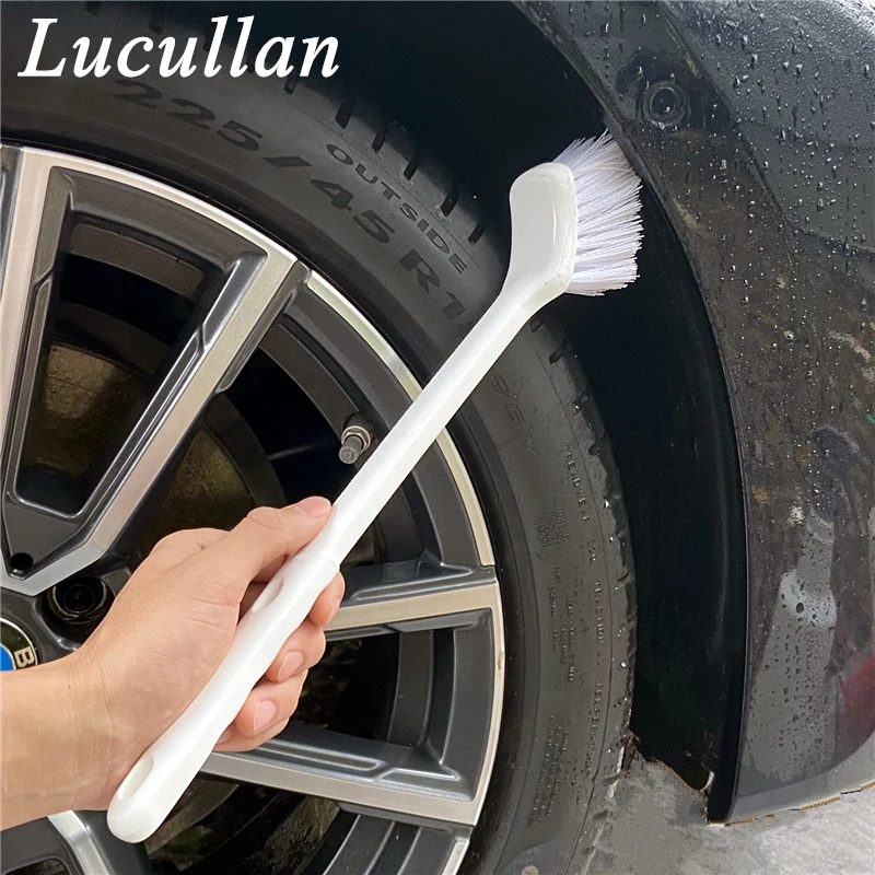 Lucullan Szczotka do kurzu z długim uchwytem do opon i hamulców z głowicą kątową, specjalna do automatycznych wnęk kół i wkładek błotników
