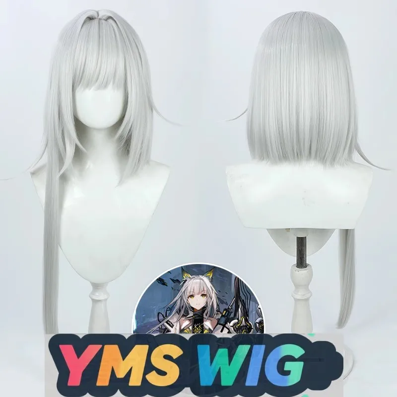 

【YMS WIG】Arknights Remnant Skin Kelsey Косплей Парик Серебристо-белый Реалистичная кожа головы