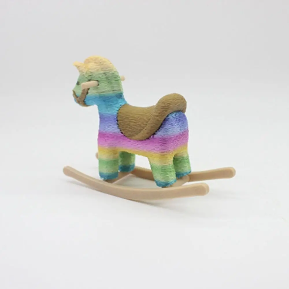 Dollhouse Micro Scene 1/12 Dollhouse Mini Trojan Horse Mini Funny Rocking Horse Chair Portable Simulation Decoration