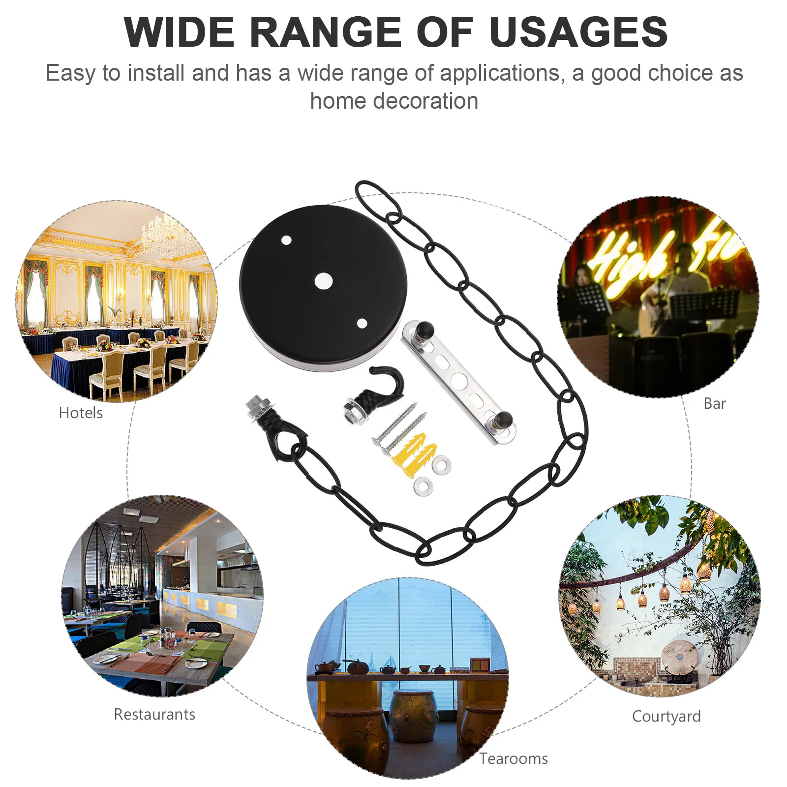

1Set Pendant Light Canopy Kit Heavy Duty Chandelier Cover Plate Corrosion Resistant Iron Material for Farmhouse Modern Apartment