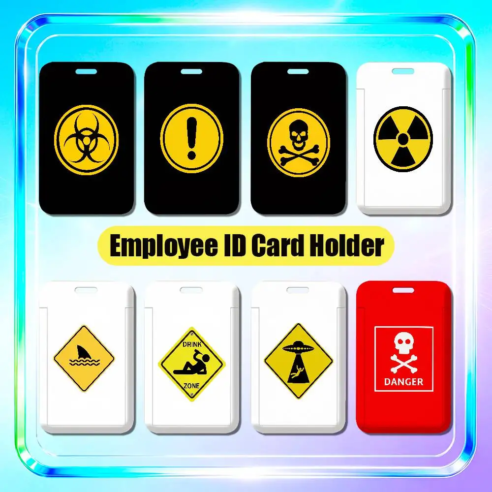 For Warning Icon Danger Banning Employee ID Card Holder Office Badge Student Work Bank Credit Holders Hard Case Shell