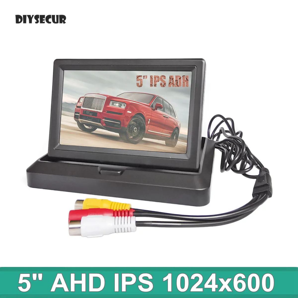 

DIYSECUR 5inch 1024x600 Foldabel IPS AHD CVBS Rear View Car Monitor Backup Monitor for AHD Camera CVBS Car Camera