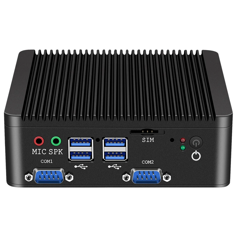 Mini PC industriel sans ventilateur Celeron J4125 Quad-Core N4000 2 LAN 4 COM RS485 ordinateur de bureau Windows 10 Pro Linux WIFI minipc