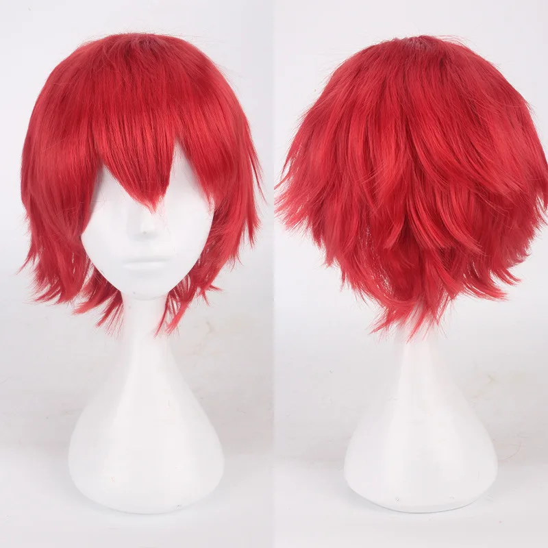 Synthetic Short Wigs Wolf Cut With Bangs Choppy Cosplay Party Wig For Men Women Pink Red Blue Purple Korean Style Man Wig