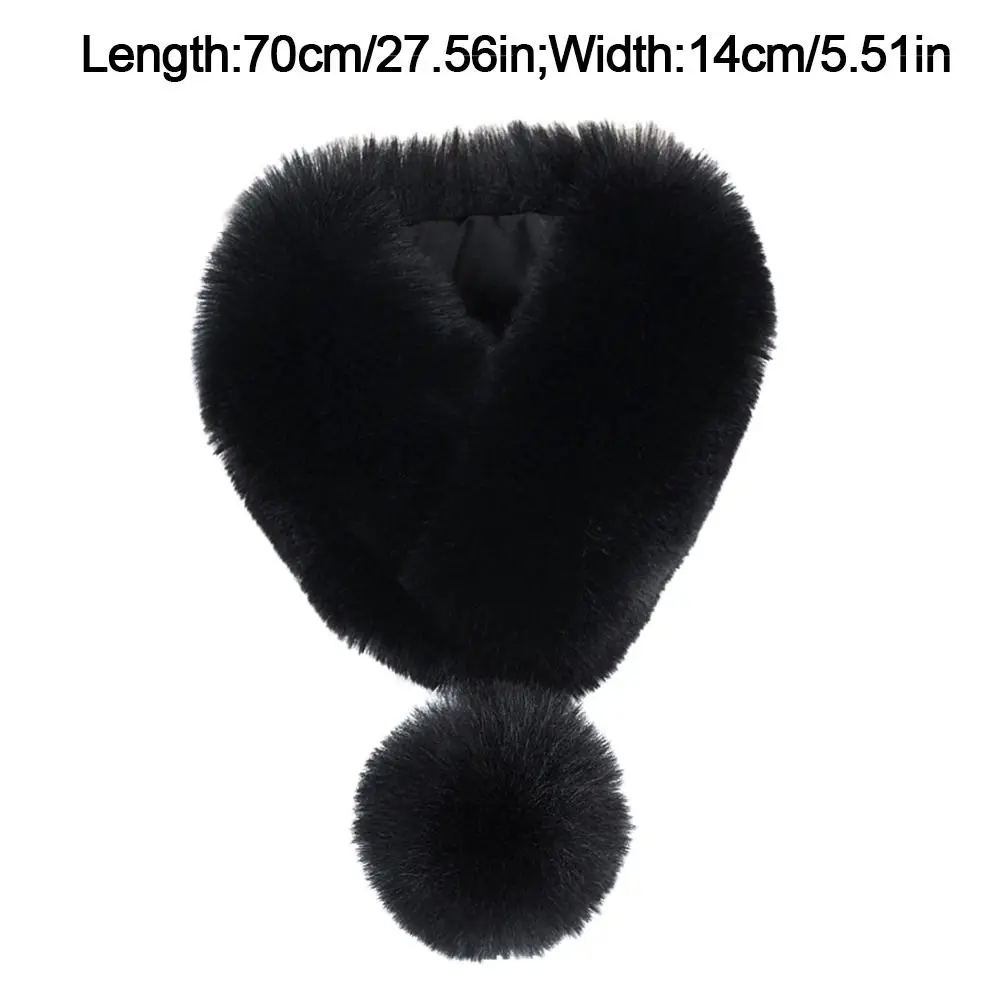 Luxury Velvet Texture Winter Scarf Solid Color Soft Faux Fox Fur Collar Thickened Neck Scarf Women view 6