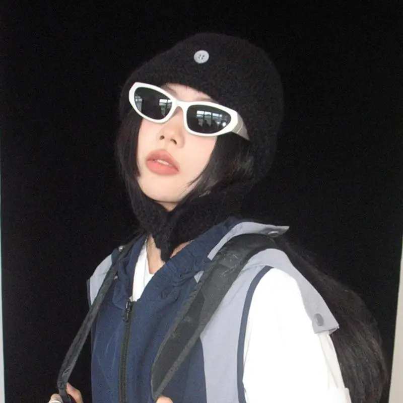 

652F InsStyle Beanie Cap Sweet Girl Scarf Hat Ear Flap Hat Cold Weather Soft Warm Cap