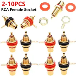 2-10PCS RCA Female Socket Connectors Zinc Alloy Gold Plating Female RCA Jack Connector for DIY Wire RCA Female Plug Audio Socket