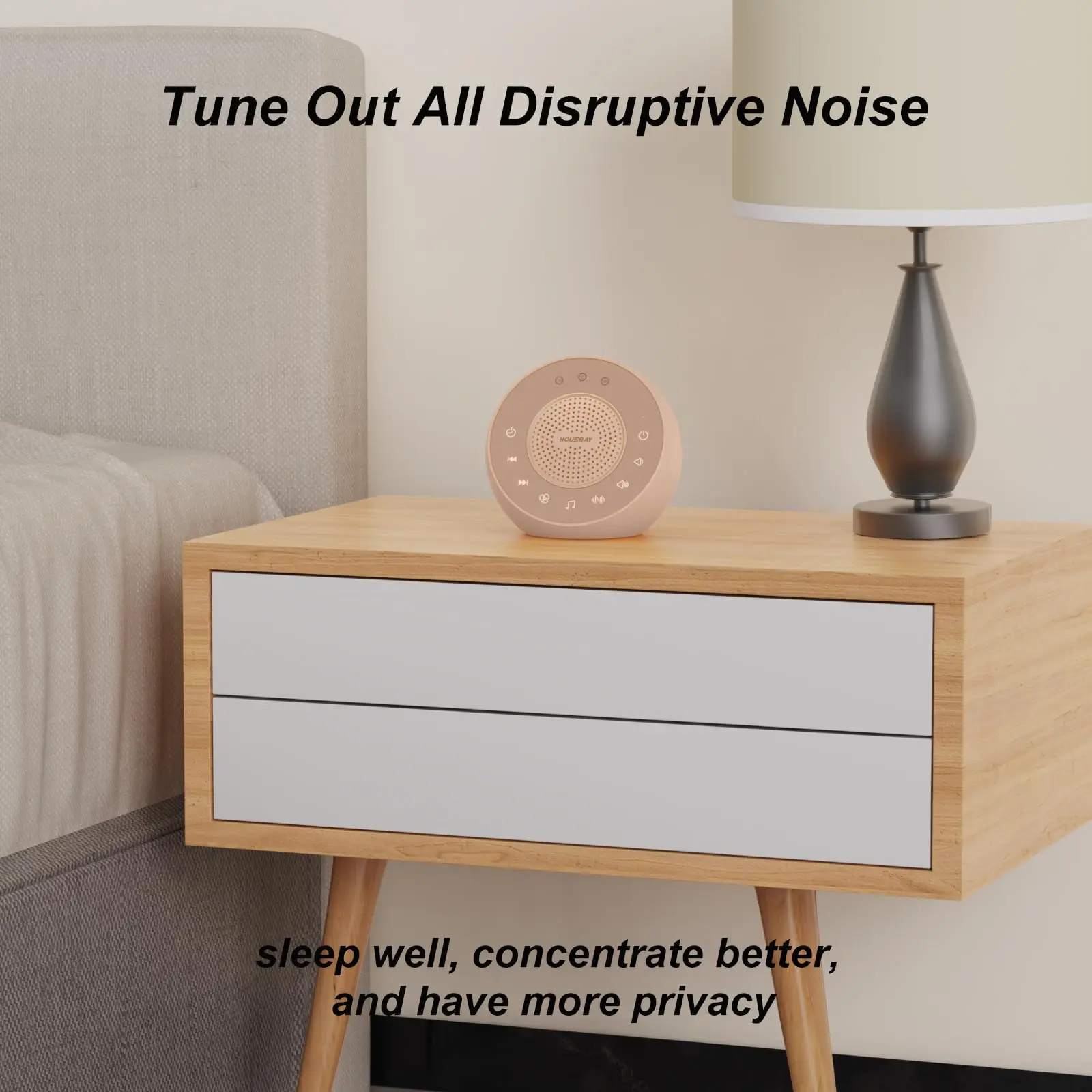 KERCHAN White Noise Sound Machine,31 Natural Sounds,5W Loud Stereo Speaker,Small Travel Sleep Machine&Brown Noise for Sleeping