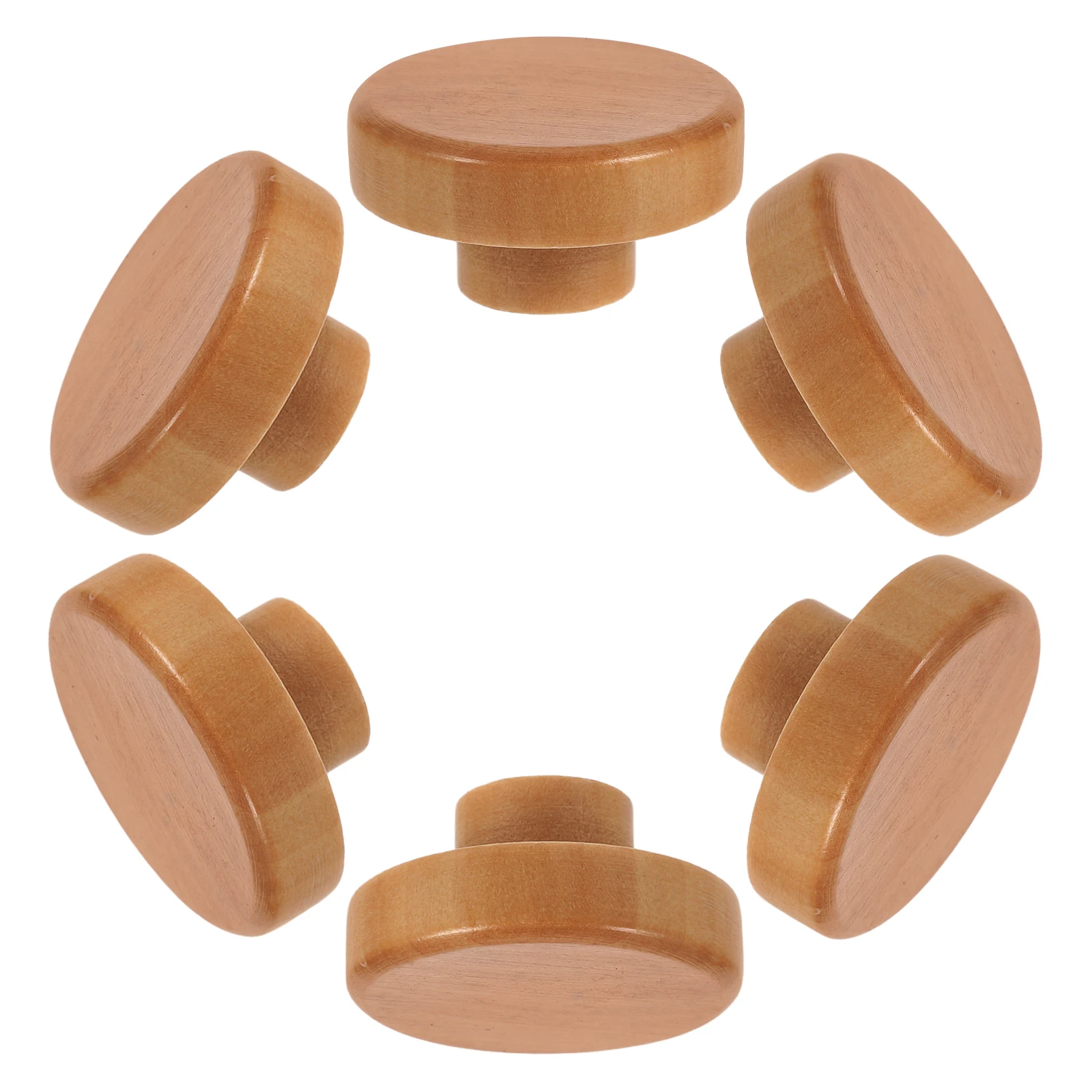 

6Pcs Solid Wood Cabinet Handles Round Rustic Single Hole Drawer Pulls for Kitchen Dresser Wardrobes Furniture Round Drawer Pulls