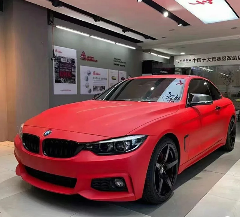 

Ultra Matte Blood Red Vinyl Wrap Roll with Air Release Adhesive Vehicle Car Wrapping Decal Sheet 1.52x18m 5x59ft