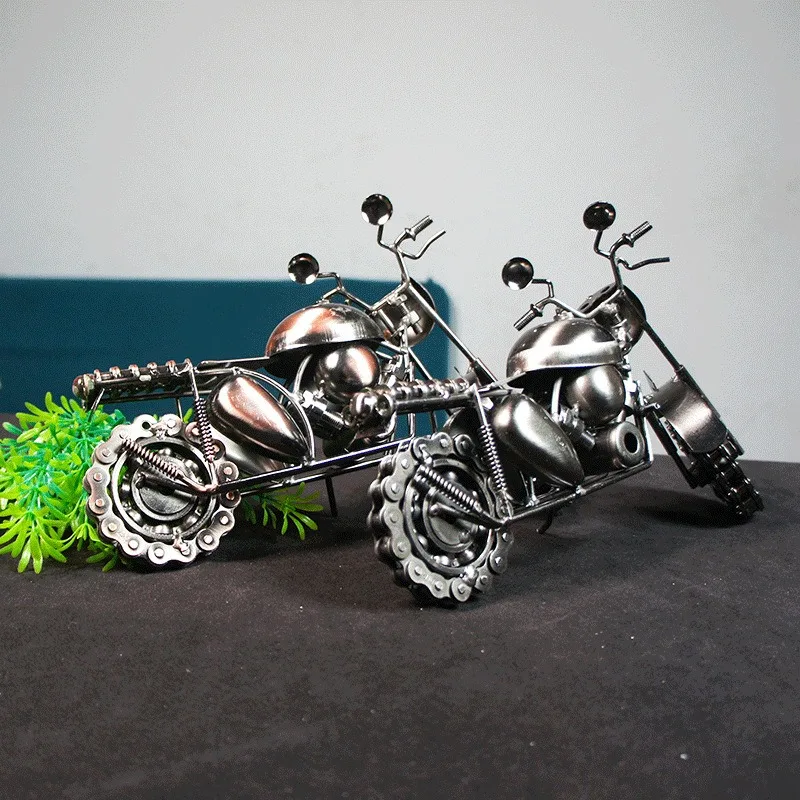 Home Decoration Chain Motorcycle Model Craft Ornament Decorative Gifts Two Colors Choose European Style Wrought Iron