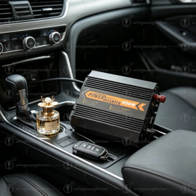 Inversor de Corriente Portátil para Auto de 400W, 12V/24V a 220V, Enchufe EU/DE, Onda Sinusoidal Modificada, con Doble USB para Auto, RV, Hogar y Emergencias